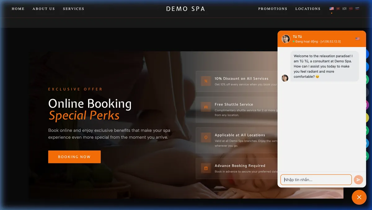 AI chatbot assistant providing 24/7 customer support and automatic booking